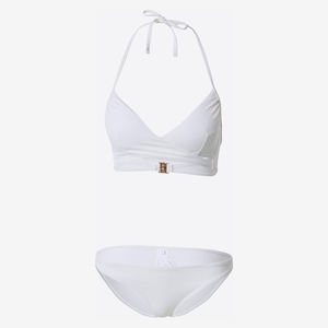 Conjunto de Bikini de Moda para Mujer, Venta al por Mayor, Personalizado, Sexy, con Push-Up, Cintura Alta, Estilo Bandeau, Halter, Ecológico, de Secado Rápido, Blanco, Superventas - Product Image 3