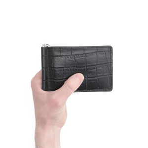 Tarjetero multifuncional al por mayor, billetera de lujo de piel auténtica plegable con logotipo personalizado y bloqueo RFID para hombre, delgada, corta, de alta calidad - Product Image 4