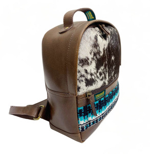 Mochila occidental de piel de vaca genuina OEM, parche de lana tejido, mochila de viaje escolar personalizable Unisex, mochila para hombres y mujeres - Product Image 1