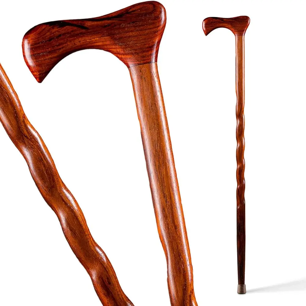 Fantasia Vara elegante clássico Design Mango De Madeira Caminhante Latão Personalizado Simples Handle Wooden Walking Stick
