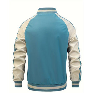 2025 hommes couleur bloc graphique veste de sport, décontracté rayé fermeture éclair Varsity veste pour extérieur automne hiver - Product Image 2