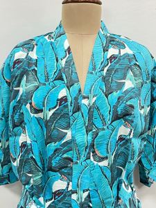 Floral Block Printed Summer Cotton Kimono <b>Dress</b> Chiffon <b>Bridesmaid</b> Robe for Spring Autumn and Winter Casual <b>Dresses</b> - Product Image 4