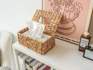 Meilleure vente de porte-serviettes en jacinthe d'eau couvercle de boîte à mouchoirs Rectangle décoratif supports élégants - Product Image 4