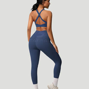 Conjunto de Yoga de 3 Piezas para Mujer, 100% Algodón, Logotipo Frontal Sólido, Transpirable, Cintura Elástica, Alta Calidad, Precio Bajo - Product Image 5