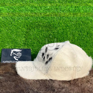 HairOn Natural <b>Black</b> Spot <b>White</b> Cowhide Leather Premium 6-Panel Casual Cap Breathable Waterproof Fabric Adjustable Performance - Product Image 2