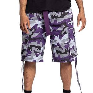 Short cargo léger et respirant en coton pour hommes Logo personnalisé motif à carreaux taille élastique Short d'été décontracté avec design solide - Product Image 1