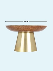 Frutero de Latón Premium con Tapa de Madera Natural de Mango y Base Metálica con Baño de Oro para Decoración del Hogar y Mesa - Product Image 2