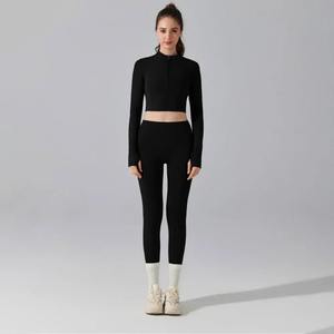 Chándales de algodón transpirables con estilo para mujer, chándal informal con capucha y cremallera con logotipo personalizable, conjunto de 2 piezas al por mayor, 2025 - Product Image 1