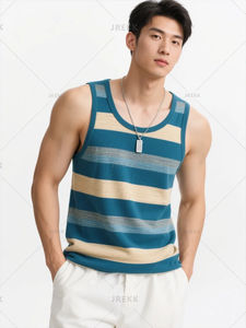 Camisetas sin mangas informales de punto transpirables de talla grande para hombre, ropa deportiva de poliéster/algodón - Product Image 2