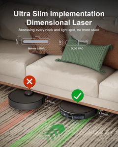 Robot aspirateur et serpillière combinés, navigation LiDAR, design ultra-plat, aspirateur robot à aspiration 9000Pa, autonomie de 200 minutes - Product Image 4