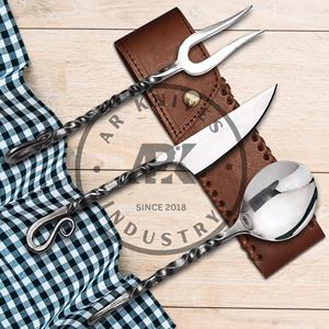 Juego de Cubiertos de Acero Inoxidable Ecológico Personalizado, Cuchillo, Tenedor, Cuchara, Estuche de Cuero, Proveedor B2B, Regalos para Restaurantes al Aire Libre - Product Image 5