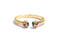 Brazalete Ajustable de Piedras Preciosas de Ónix Verde y Calcedonia Rosa Intenso, Chapado en Oro, Regalo Clásico para Ella, Piedra Ovalada Facetada, Aniversario