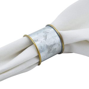 Servilletero galvanizado de metal con borde dorado para cenas, decoración de mesa perfecta de alta calidad, impresiona a tus invitados - Product Image 1