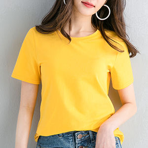 Venta al por mayor a granel camisas de manga corta de alta calidad 100% algodón cuello redondo cuello en V mujeres camiseta en blanco con etiqueta privada - Product Image 6