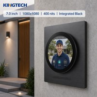 Écran tactile LCD rond Kingtech de 7 pouces 1080x1080 avec verre 2.5D noir intégré, module LCD Raspberry Pi
