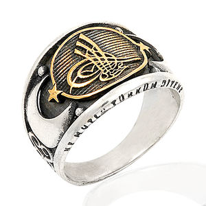 De moda gran elegante 925K de plata esterlina tradicional otomana Tugra anillo de los hombres al por mayor Turquía hombres Nueva joyería de diseñador - Product Image 5