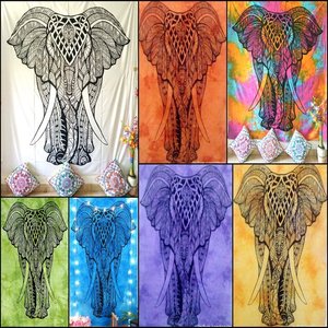 Tapiz maravilloso cartel colgante de pared de algodón pequeño elefante frontal decoración del hogar Animal estampado Mandala hecho a mano por consignadores indios - Product Image 2