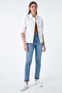 New Winter Collection Custom Brand Eco-Friendly Windproof Breathable Women <b>Denim</b> Jackets Wholesale Zipper Closure Hooded Collar - Product Image 3