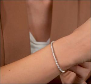 Pulsera DE TENIS 3mm Lab Diamond 10K Oro 7 pulgadas Cadena DE TENIS Iced Out Bling Hip Hop Joyería Pulsera de cadena de tenis - Product Image 5