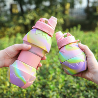 Bouteille d'eau pliable portable sans BPA en silicone de qualité alimentaire, étanche, lavable au lave-vaisselle, pour le sport et les voyages en extérieur