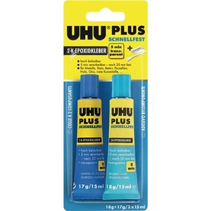 Adhésif époxy à prise rapide UHU 2 composants, 35 g, tube incolore, colle liquide Plus - Product Image 1
