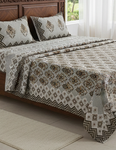 Sábana de Lujo King Size 100% Algodón No Tejido Absorbente de Humedad 93x108 Resistente a las Arrugas Rayas Marrones Decoración del Hogar - Product Image 2