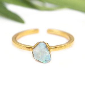 Declaración genuina ópalo en bruto octubre piedra natal cristales curativos anillo plateado joyería niñas mujeres venta al por mayor a granel India - Product Image 3