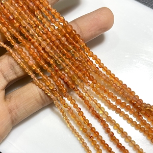 Perles rondes lisses en cornaline 3-3.5MM Pierres précieuses naturelles de haute qualité en perles unies de couleur orange - Product Image 2