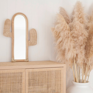 Miroir mural suspendu en osier, décoration de salon, style unique, cactus, rotin - Product Image 4