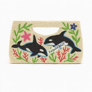 Sac fourre-tout perlé brodé Artisan-Fruits tropicaux Tournesols Dessins océaniques sous-marins Sac de mode décontracté et de vacances - Product Image 2