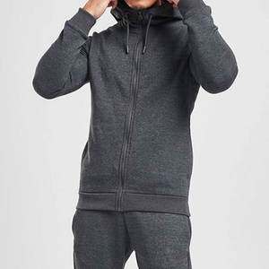 Ensemble de jogging unisexe en molleton premium gris anthracite uni |   Survêtement à capuche avec cordon de serrage, coupe classique |   Tenue de sport légère pour l'automne - Product Image 5