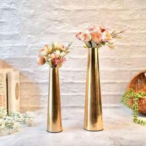 Florero elegante, florero de metal decorativo con acabado martillado para centros de mesa de boda y jarrones de estilo moderno para el hogar - Product Image 1