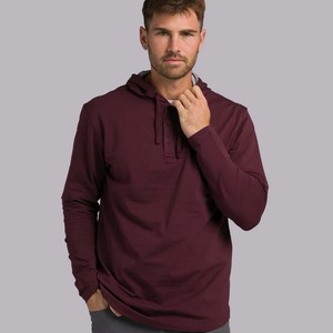 Hombres Maroon Sólido Puro Algodón Sudadera Con Capucha Manga Larga Túnel Cuello Nube Con Capucha Camisetas - Product Image 3