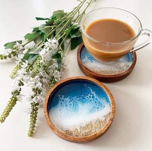 GÉNÉRATION Sous-verres en résine de noyer pour la décoration intérieure Sous-verres en résine époxy en bois Sous-verres de luxe personnalisés pour boissons - Product Image 6
