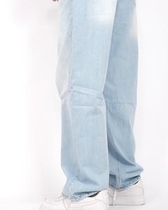 Pantalones de mezclilla holgados de cintura alta de diseño personalizado para hombre, ropa de calle, bolsillos elásticos de algodón lavado estampados, Hip Hop recto caliente - Product Image 2