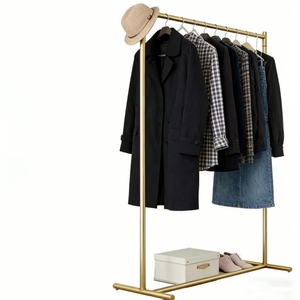 Elegante Espositore Portatile in Metallo Dorato per Abbigliamento con Asta Regolabile per Negozi e <span class=keywords><strong>Boutique</strong></span> - Product Image 2