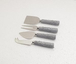 Conjunto de cubiertos de madera Natural con apariencia de lujo, tenedor de alta calidad, plata, hormigón, diseño, mango, corte de queso - Product Image 3