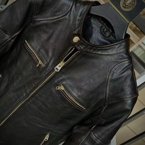 Veste vintage en cuir d'agneau véritable noir pour homme, col rabattu, taille plus 4XL, coupe ajustée, régulière, imperméable, écologique - Product Image 3