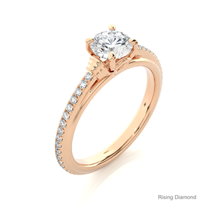 Anillo de compromiso de diamante cultivado en laboratorio de corte redondo de 1,04 quilates, anillo de regalo de aniversario de oro rosa para su Joyería de diamantes CVD - Product Image 4