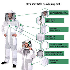 Costume d'abeille ventilé costume d'apiculture protection d'apiculteur costume en denim taureau 3 couches - Product Image 4
