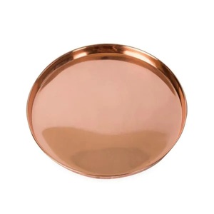 High Quality Round Copper Serving Tray Premium Quality Designer Platter Hot Selling <b>Hotel</b> <b>Supplies</b> Copper Tray - Product Image 4