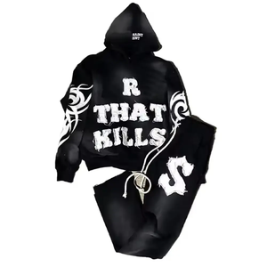 ชุดวอร์มผ้าฝ้ายไซส์ใหญ่พิเศษสำหรับผู้ชาย, ชุดกันลมมีฮู้ดปักลายปักกันหนาว - Product Image 5