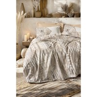 Ensemble de housse de couette double Amara Caramel Cotton Box Ethnic Ranforce avec motif géométrique pour usage domestique