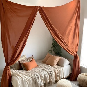 Cortinas de cama con dosel de lino y panel de cortina transparente con estilo moderno con cortinas suaves transpirables y cómodas - Product Image 5