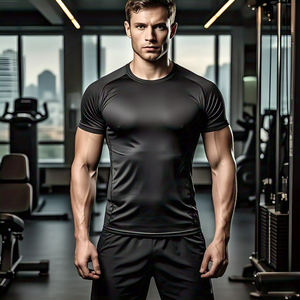 Compression Shorts Manches T-shirts Hommes Ras Du Cou Athlétique Gym Porter Chemise Hommes Personnaliser Noir Compression T-shirts Hommes - Product Image 1