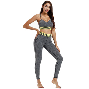 Customized Women's Solid Breathable Eco-Friendly Workout Suit Sports Bra <b>Leggings</b> Pants Top Design Fitness Yoga Wears Set Plus - Product Image 2