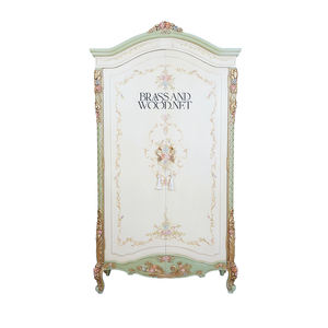 Armario de Lujo Estilo Francés Color Crema con Arte Floral Pintado a Mano, Detalles Ornamentales en Dorado y Tallados para Dormitorio de Palacio - Product Image 2