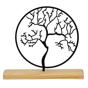 Sculpture de table en bois rond noir, objet décoratif artistique, table moderne pour la maison ou le bureau, provenance d'Inde - Product Image 1