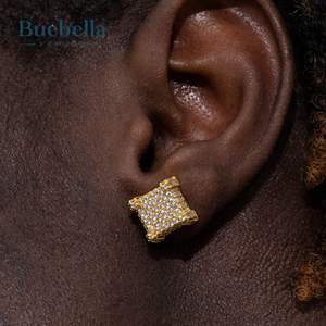 Gran oferta S925 plata esterlina 14K oro Moissanite diamante Iced pavimentado diamante Stud pendiente para hombres joyería de Hip Hop - Product Image 1