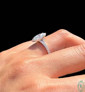 Marquesa-anillo de compromiso de diamante tallado en laboratorio, anillo de boda - Product Image 3